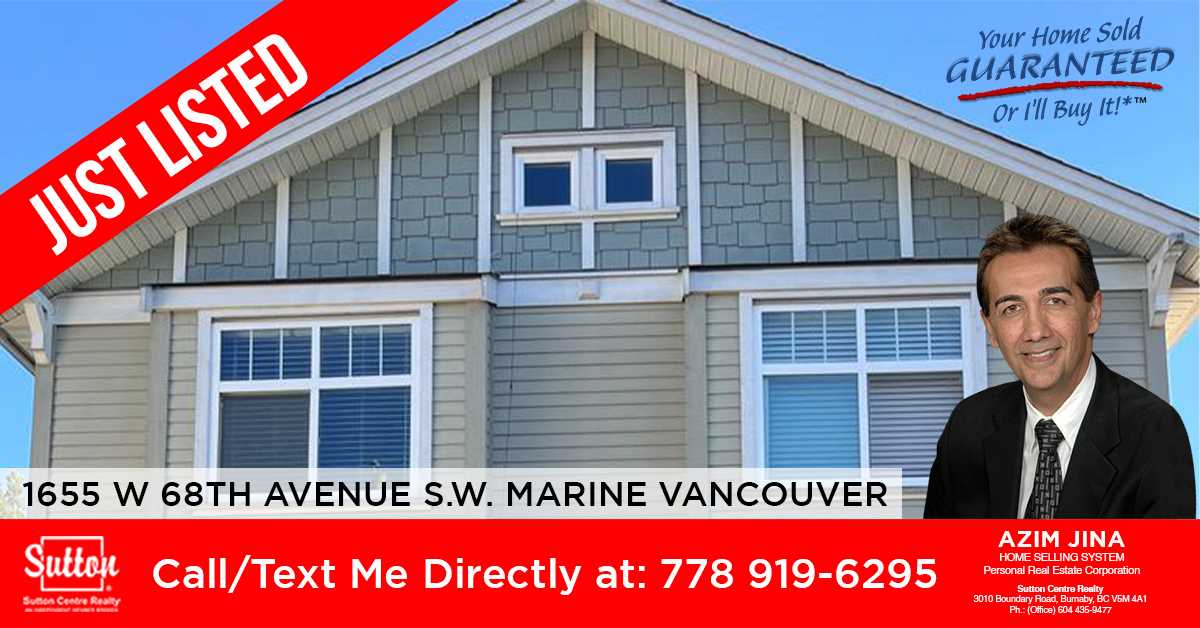 JUST LISTED - 1655 W 68TH Avenue S.W. Marine Vancouver V6P 2V6